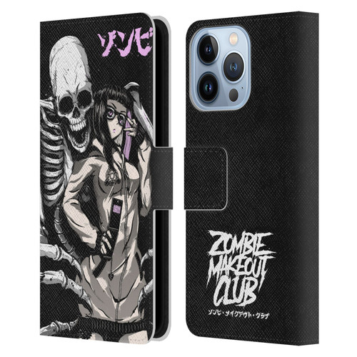 Zombie Makeout Club Art Stop Drop Selfie Leather Book Wallet Case Cover For Apple iPhone 13 Pro