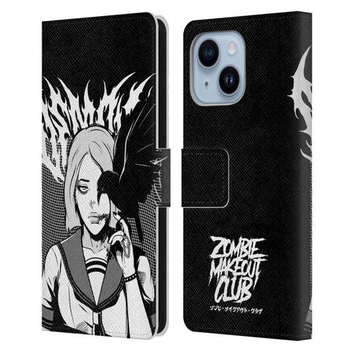 Zombie Makeout Club Art Crow Leather Book Wallet Case Cover For Apple iPhone 14 Plus