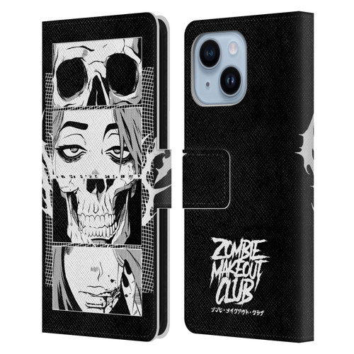 Zombie Makeout Club Art Skull Collage Leather Book Wallet Case Cover For Apple iPhone 14 Plus