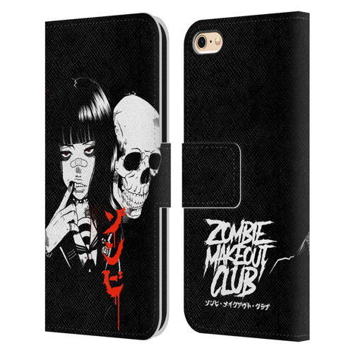 Zombie Makeout Club Art Girl And Skull Leather Book Wallet Case Cover For Apple iPhone 6 / iPhone 6s