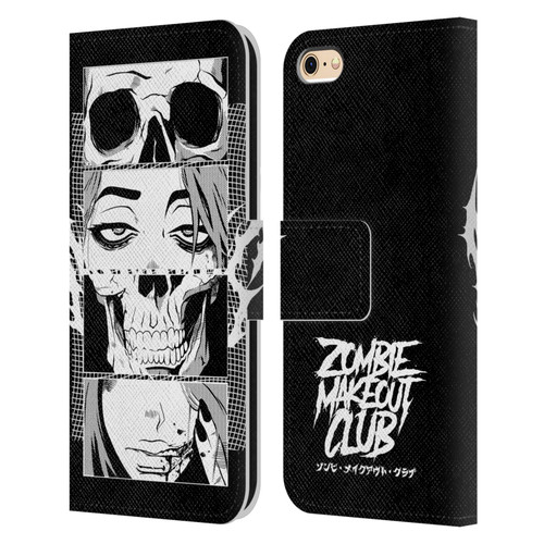 Zombie Makeout Club Art Skull Collage Leather Book Wallet Case Cover For Apple iPhone 6 / iPhone 6s