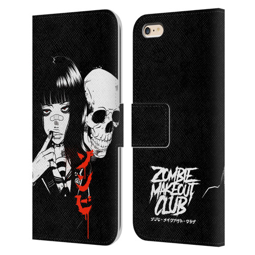 Zombie Makeout Club Art Girl And Skull Leather Book Wallet Case Cover For Apple iPhone 6 Plus / iPhone 6s Plus