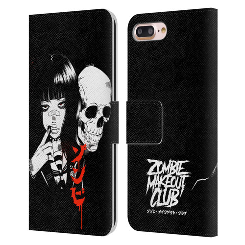 Zombie Makeout Club Art Girl And Skull Leather Book Wallet Case Cover For Apple iPhone 7 Plus / iPhone 8 Plus