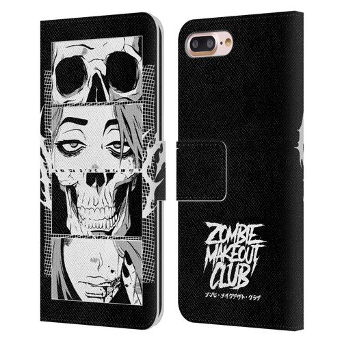 Zombie Makeout Club Art Skull Collage Leather Book Wallet Case Cover For Apple iPhone 7 Plus / iPhone 8 Plus