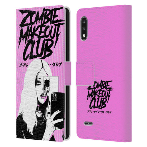 Zombie Makeout Club Art Selfie Skull Leather Book Wallet Case Cover For LG K22