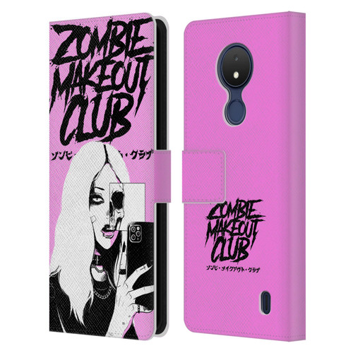 Zombie Makeout Club Art Selfie Skull Leather Book Wallet Case Cover For Nokia C21