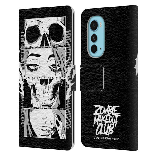 Zombie Makeout Club Art Skull Collage Leather Book Wallet Case Cover For Motorola Edge (2022)