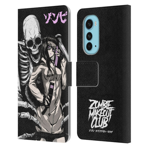 Zombie Makeout Club Art Stop Drop Selfie Leather Book Wallet Case Cover For Motorola Edge (2022)