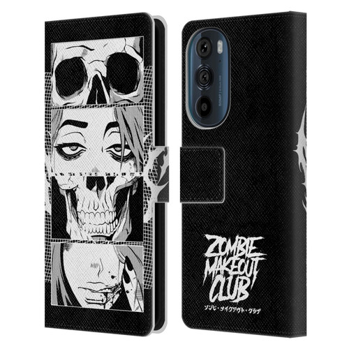 Zombie Makeout Club Art Skull Collage Leather Book Wallet Case Cover For Motorola Edge 30