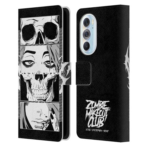 Zombie Makeout Club Art Skull Collage Leather Book Wallet Case Cover For Motorola Edge X30