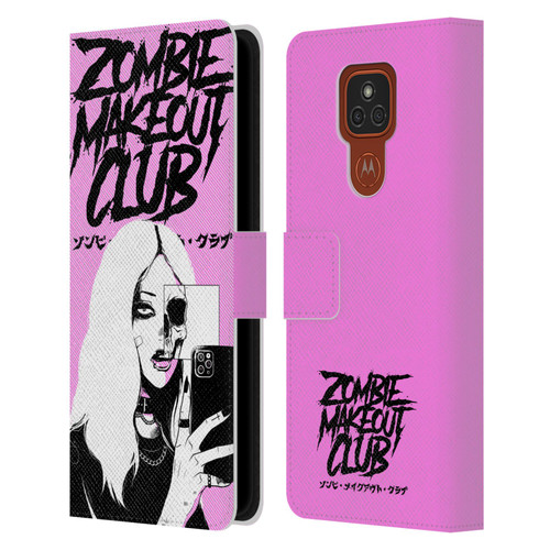 Zombie Makeout Club Art Selfie Skull Leather Book Wallet Case Cover For Motorola Moto E7 Plus