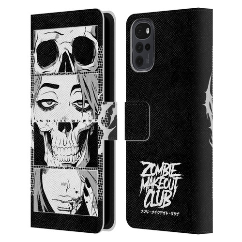 Zombie Makeout Club Art Skull Collage Leather Book Wallet Case Cover For Motorola Moto G22
