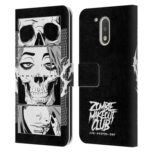 Zombie Makeout Club Art Skull Collage Leather Book Wallet Case Cover For Motorola Moto G41