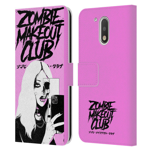 Zombie Makeout Club Art Selfie Skull Leather Book Wallet Case Cover For Motorola Moto G41