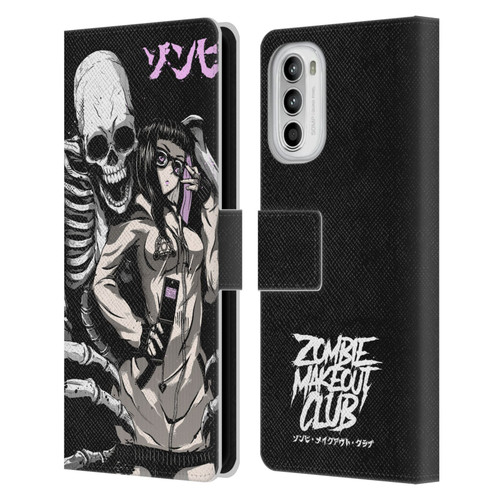 Zombie Makeout Club Art Stop Drop Selfie Leather Book Wallet Case Cover For Motorola Moto G52