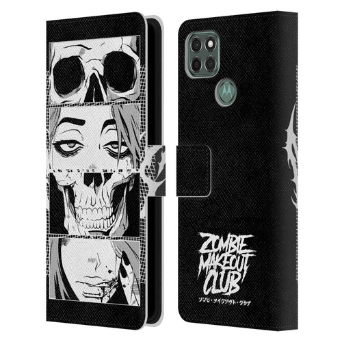 Zombie Makeout Club Art Skull Collage Leather Book Wallet Case Cover For Motorola Moto G9 Power