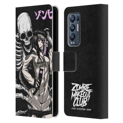 Zombie Makeout Club Art Stop Drop Selfie Leather Book Wallet Case Cover For OPPO Find X3 Neo / Reno5 Pro+ 5G