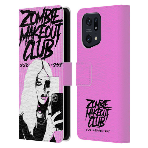 Zombie Makeout Club Art Selfie Skull Leather Book Wallet Case Cover For OPPO Find X5 Pro