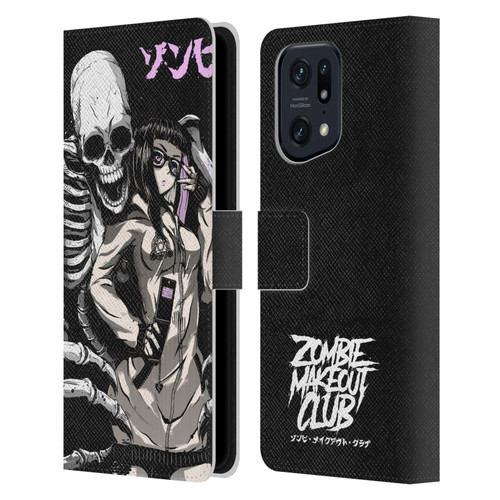 Zombie Makeout Club Art Stop Drop Selfie Leather Book Wallet Case Cover For OPPO Find X5 Pro