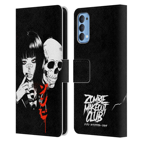 Zombie Makeout Club Art Girl And Skull Leather Book Wallet Case Cover For OPPO Reno 4 5G