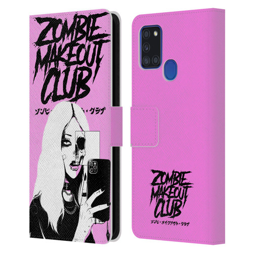 Zombie Makeout Club Art Selfie Skull Leather Book Wallet Case Cover For Samsung Galaxy A21s (2020)