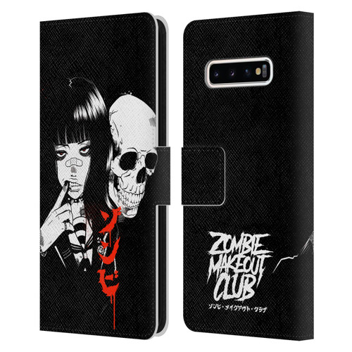 Zombie Makeout Club Art Girl And Skull Leather Book Wallet Case Cover For Samsung Galaxy S10+ / S10 Plus