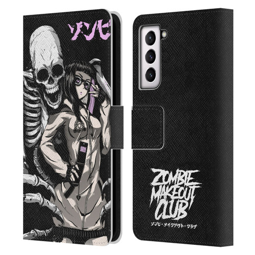 Zombie Makeout Club Art Stop Drop Selfie Leather Book Wallet Case Cover For Samsung Galaxy S21 5G