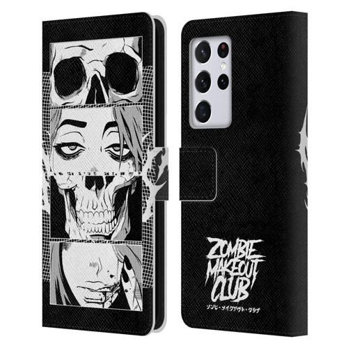 Zombie Makeout Club Art Skull Collage Leather Book Wallet Case Cover For Samsung Galaxy S21 Ultra 5G