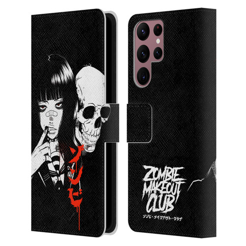 Zombie Makeout Club Art Girl And Skull Leather Book Wallet Case Cover For Samsung Galaxy S22 Ultra 5G