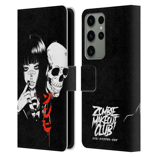 Zombie Makeout Club Art Girl And Skull Leather Book Wallet Case Cover For Samsung Galaxy S23 Ultra 5G