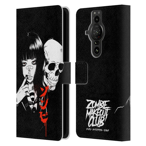 Zombie Makeout Club Art Girl And Skull Leather Book Wallet Case Cover For Sony Xperia Pro-I