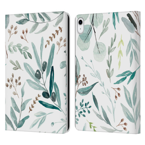 Anis Illustration Bloomers Eucalyptus Leather Book Wallet Case Cover For Apple iPad 10.9 (2022)