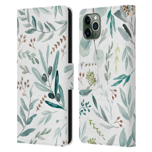 Anis Illustration Bloomers Eucalyptus Leather Book Wallet Case Cover For Apple iPhone 11 Pro Max