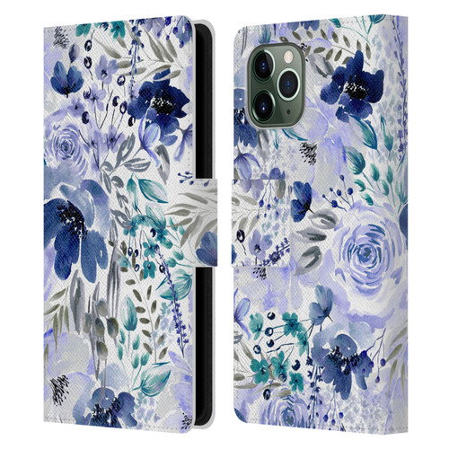 Anis Illustration Bloomers Indigo Leather Book Wallet Case Cover For Apple iPhone 11 Pro