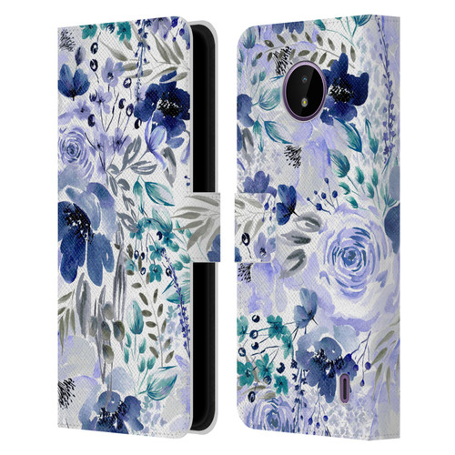Anis Illustration Bloomers Indigo Leather Book Wallet Case Cover For Nokia C10 / C20