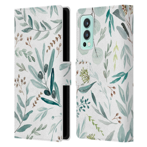 Anis Illustration Bloomers Eucalyptus Leather Book Wallet Case Cover For OnePlus Nord 2 5G