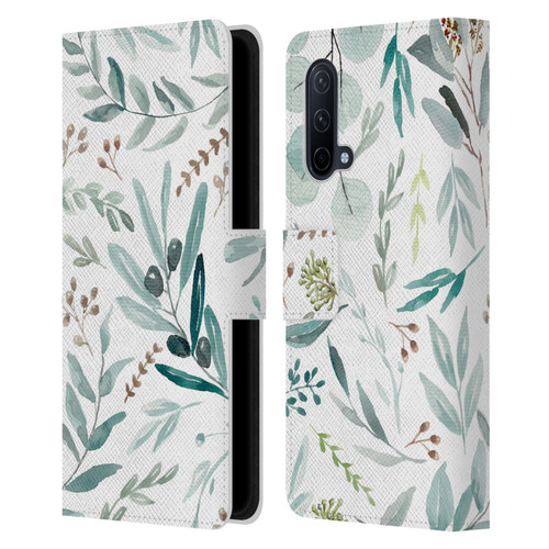 Anis Illustration Bloomers Eucalyptus Leather Book Wallet Case Cover For OnePlus Nord CE 5G