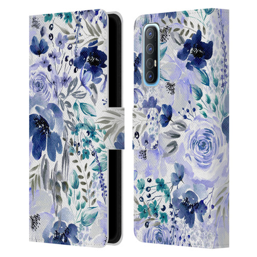 Anis Illustration Bloomers Indigo Leather Book Wallet Case Cover For OPPO Find X2 Neo 5G