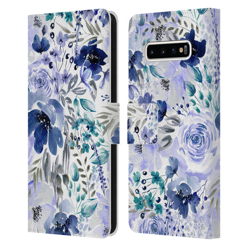 Anis Illustration Bloomers Indigo Leather Book Wallet Case Cover For Samsung Galaxy S10+ / S10 Plus