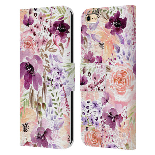 Anis Illustration Flower Pattern 3 Floral Chaos Leather Book Wallet Case Cover For Apple iPhone 6 / iPhone 6s