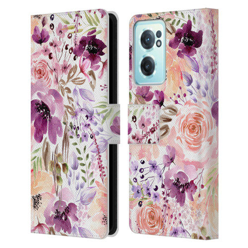 Anis Illustration Flower Pattern 3 Floral Chaos Leather Book Wallet Case Cover For OnePlus Nord CE 2 5G