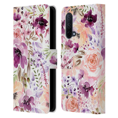 Anis Illustration Flower Pattern 3 Floral Chaos Leather Book Wallet Case Cover For OnePlus Nord CE 5G