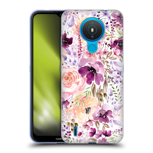 Anis Illustration Flower Pattern 3 Floral Chaos Soft Gel Case for Nokia 1.4