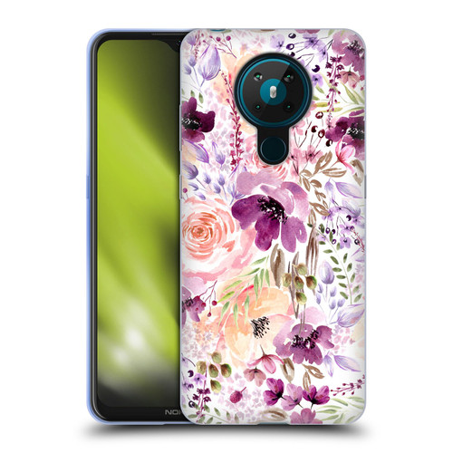 Anis Illustration Flower Pattern 3 Floral Chaos Soft Gel Case for Nokia 5.3