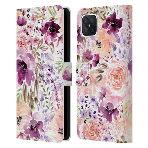 Anis Illustration Flower Pattern 3 Floral Chaos Leather Book Wallet Case Cover For OPPO Reno4 Z 5G