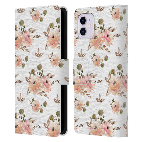 Anis Illustration Flower Pattern 4 Vintage White Leather Book Wallet Case Cover For Apple iPhone 11