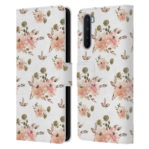 Anis Illustration Flower Pattern 4 Vintage White Leather Book Wallet Case Cover For OnePlus Nord 5G