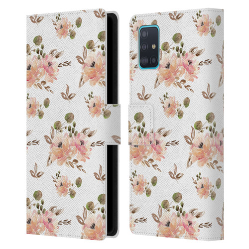 Anis Illustration Flower Pattern 4 Vintage White Leather Book Wallet Case Cover For Samsung Galaxy A51 (2019)