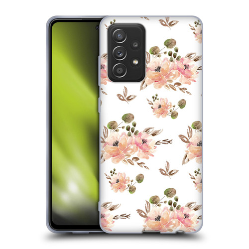 Anis Illustration Flower Pattern 4 Vintage White Soft Gel Case for Samsung Galaxy A52 / A52s / 5G (2021)