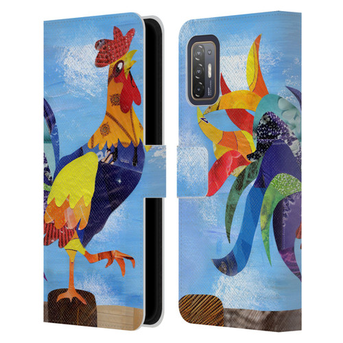 Artpoptart Animals Colorful Rooster Leather Book Wallet Case Cover For HTC Desire 21 Pro 5G